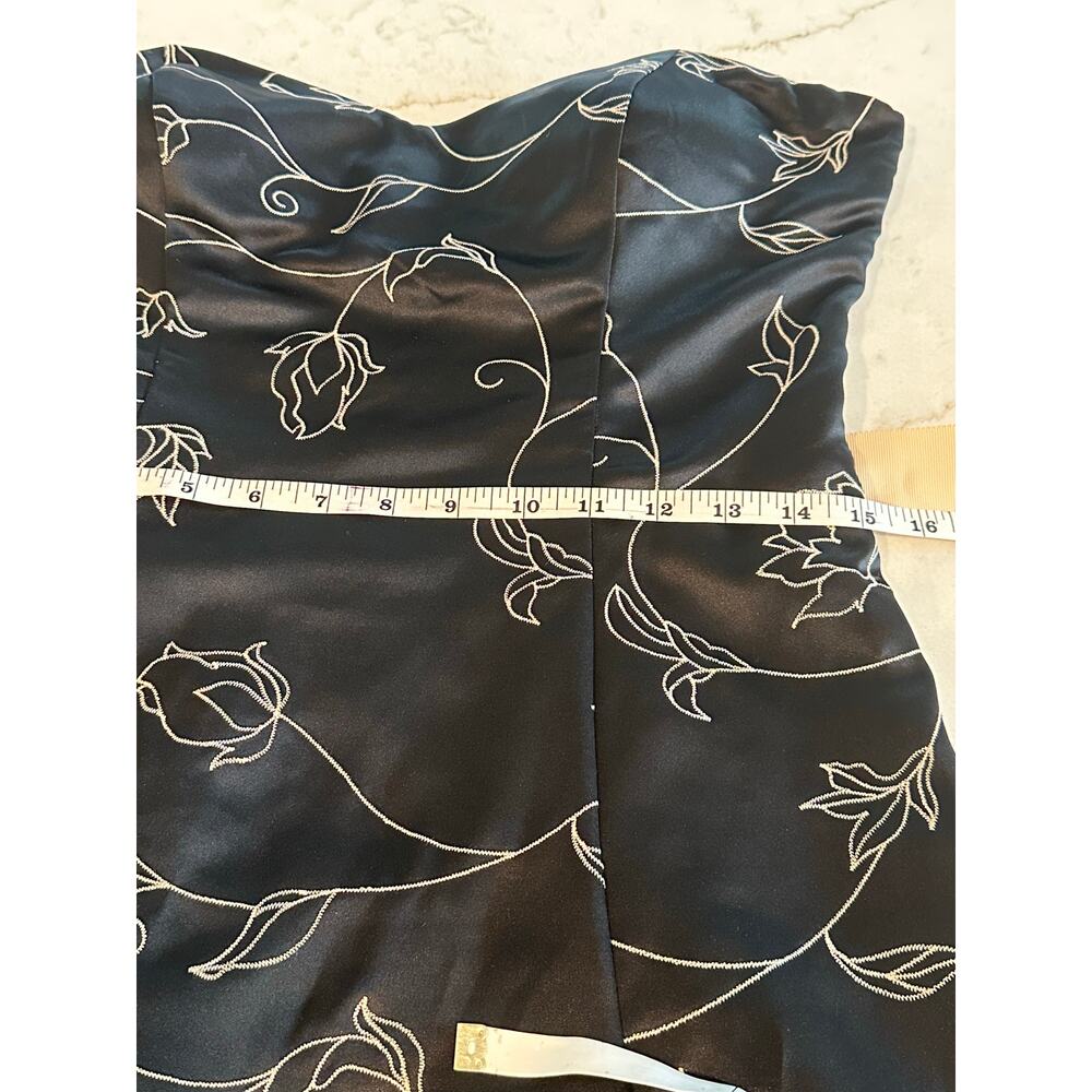WHBM Strapless Black Floral Fit & Flare Cocktail Party Dress Size 10 - Picture 12 of 13